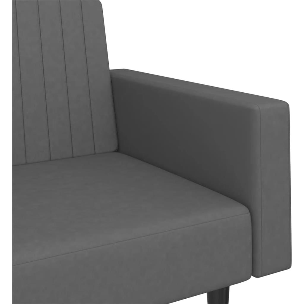 Dvivietė sofa-lova, tamsiai pilkos spalvos, aksomas