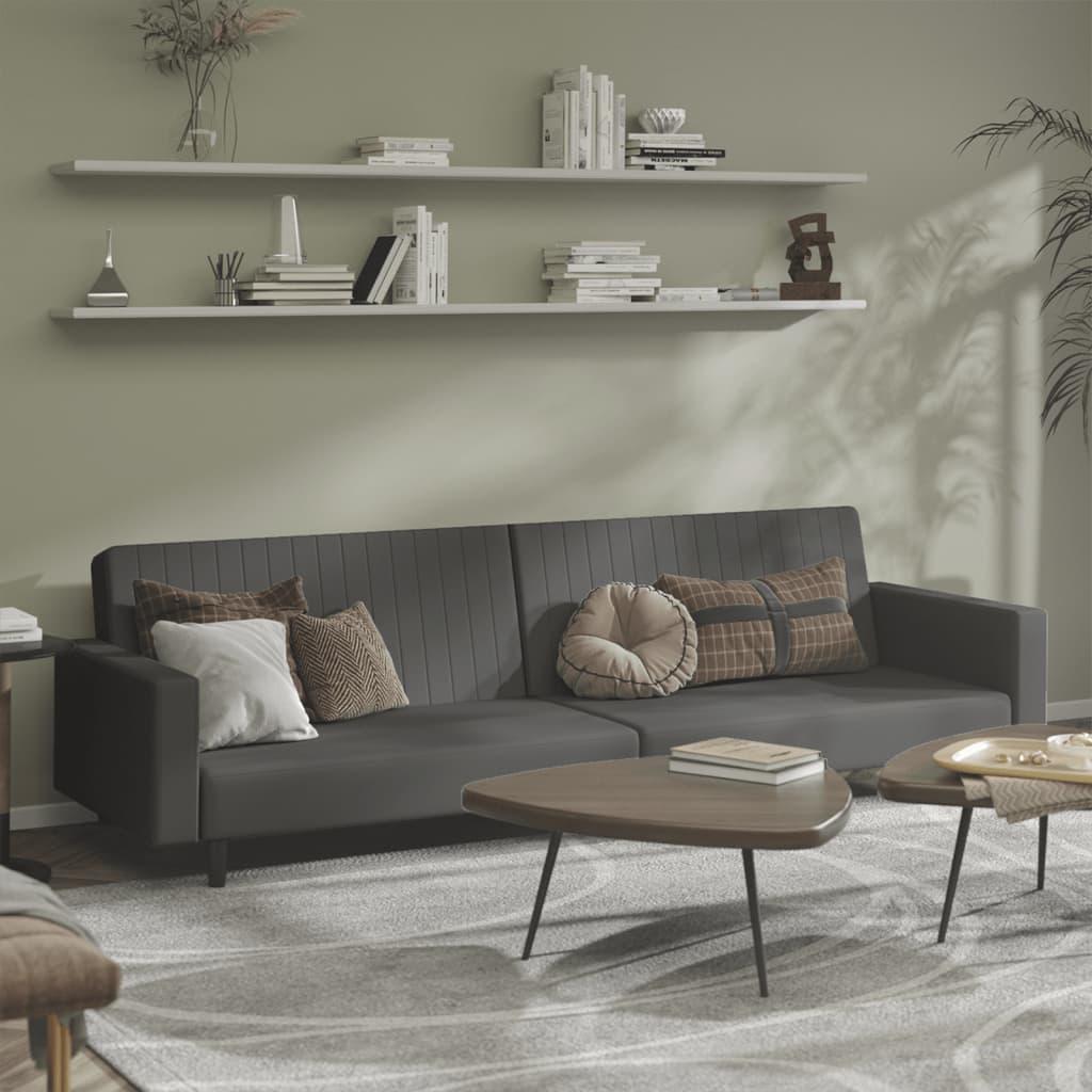 Dvivietė sofa-lova, tamsiai pilkos spalvos, aksomas