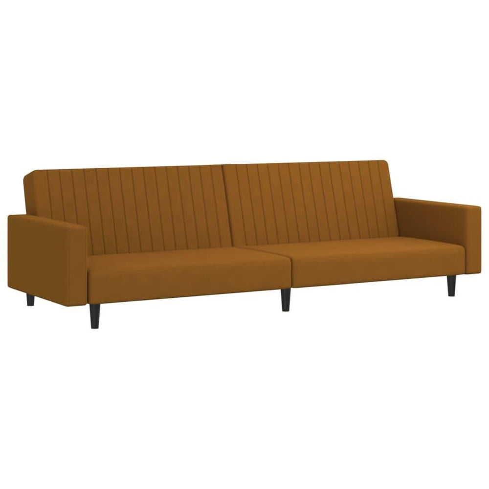 Dvivietė sofa-lova, rudos spalvos, aksomas