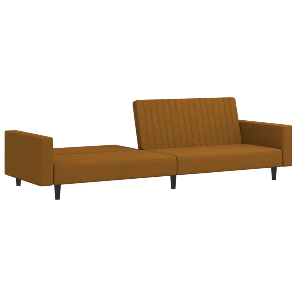 Dvivietė sofa-lova, rudos spalvos, aksomas