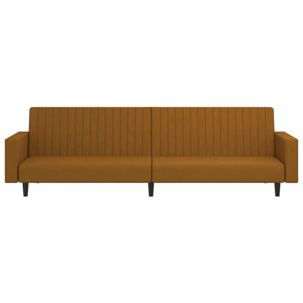 Dvivietė sofa-lova, rudos spalvos, aksomas