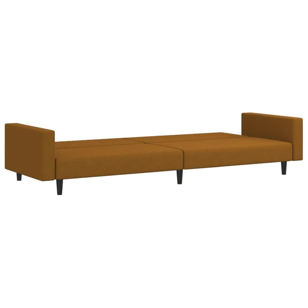 Dvivietė sofa-lova, rudos spalvos, aksomas