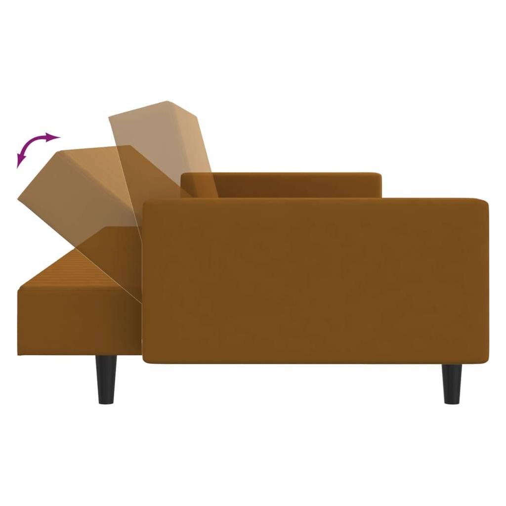 Dvivietė sofa-lova, rudos spalvos, aksomas