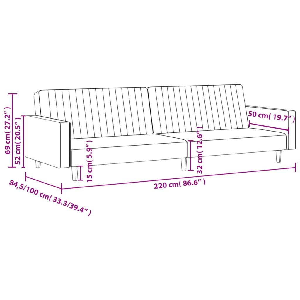 Dvivietė sofa-lova, rudos spalvos, aksomas