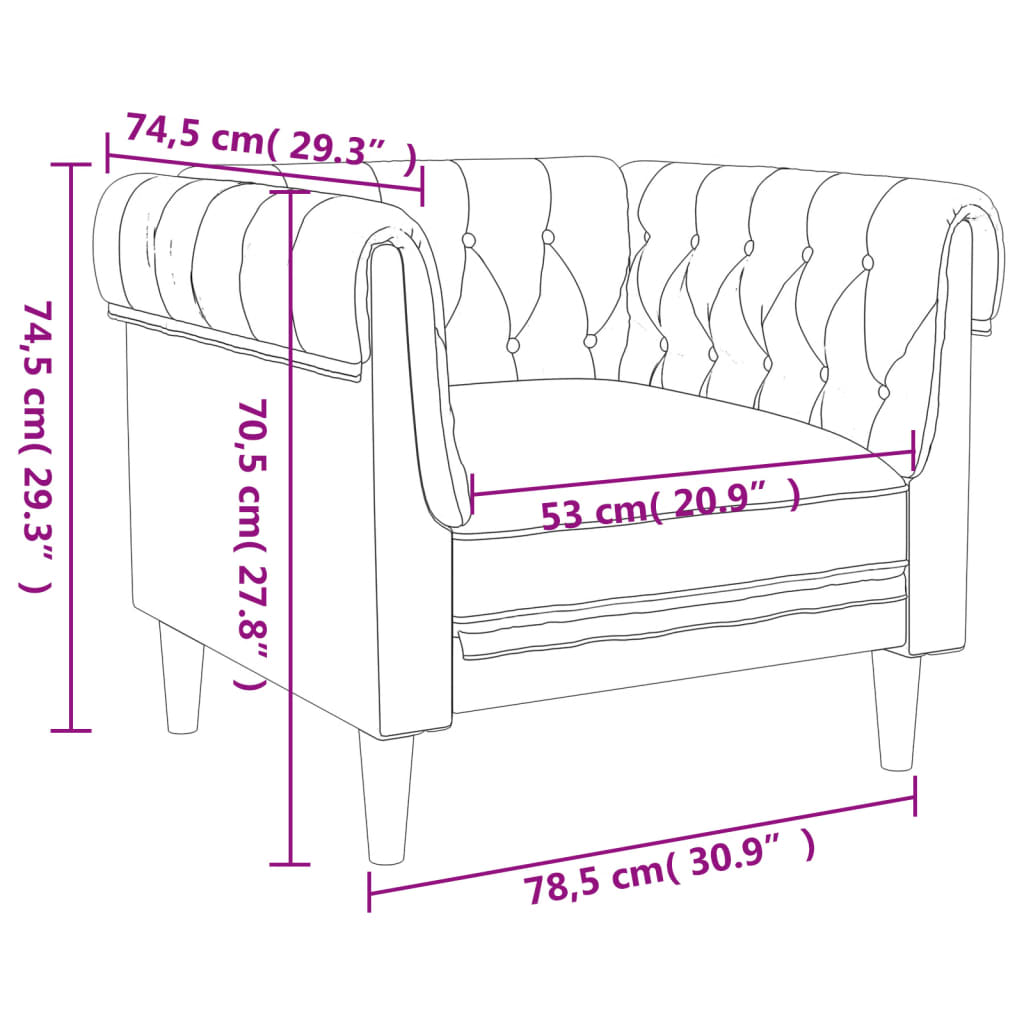 Chesterfield krėslas, tamsiai rudos spalvos, audinys