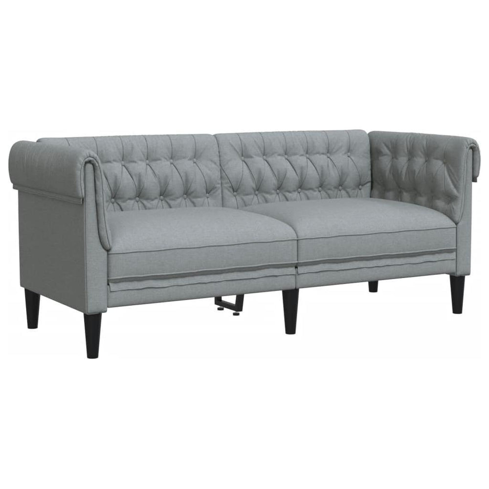 Dvivietė chesterfield sofa, šviesiai pilkos spalvos, audinys