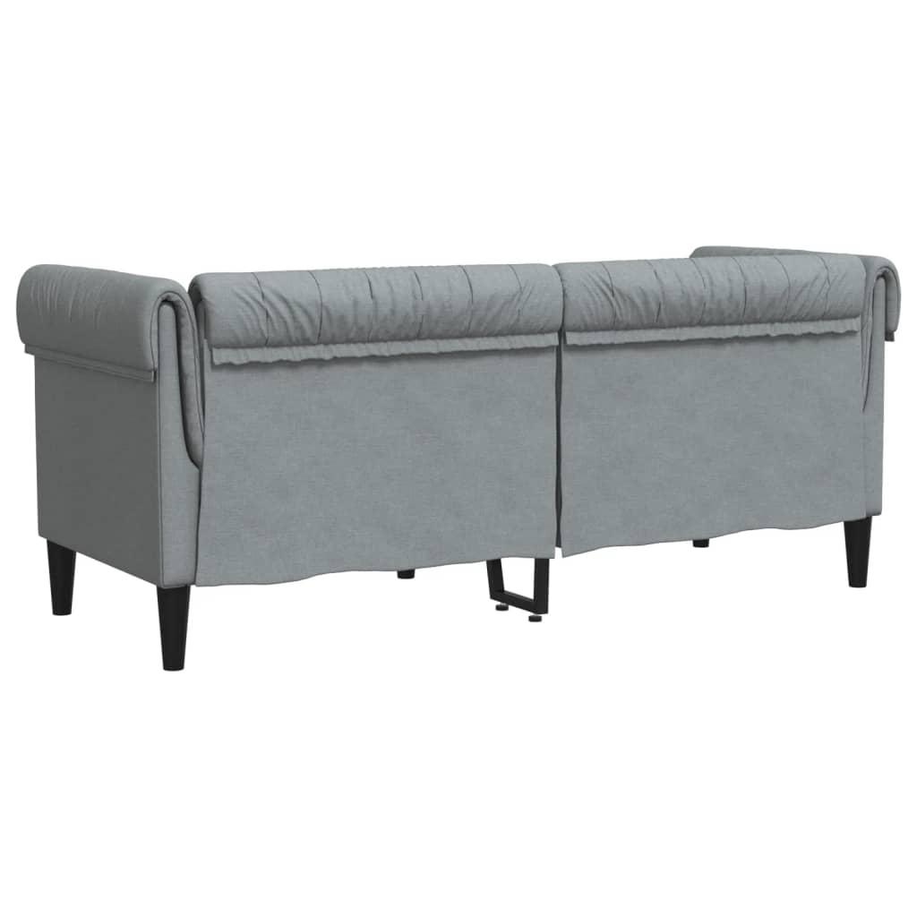 Dvivietė chesterfield sofa, šviesiai pilkos spalvos, audinys