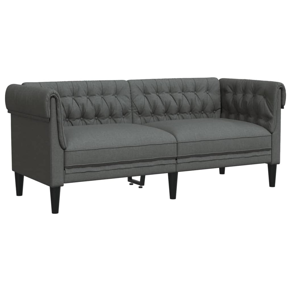 Dvivietė chesterfield sofa, tamsiai pilkos spalvos, audinys