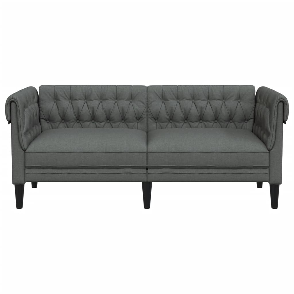 Dvivietė chesterfield sofa, tamsiai pilkos spalvos, audinys