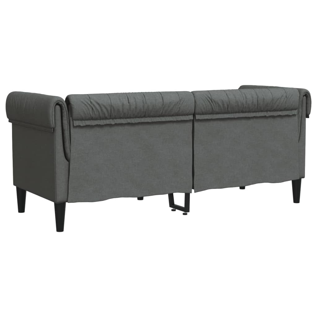 Dvivietė chesterfield sofa, tamsiai pilkos spalvos, audinys