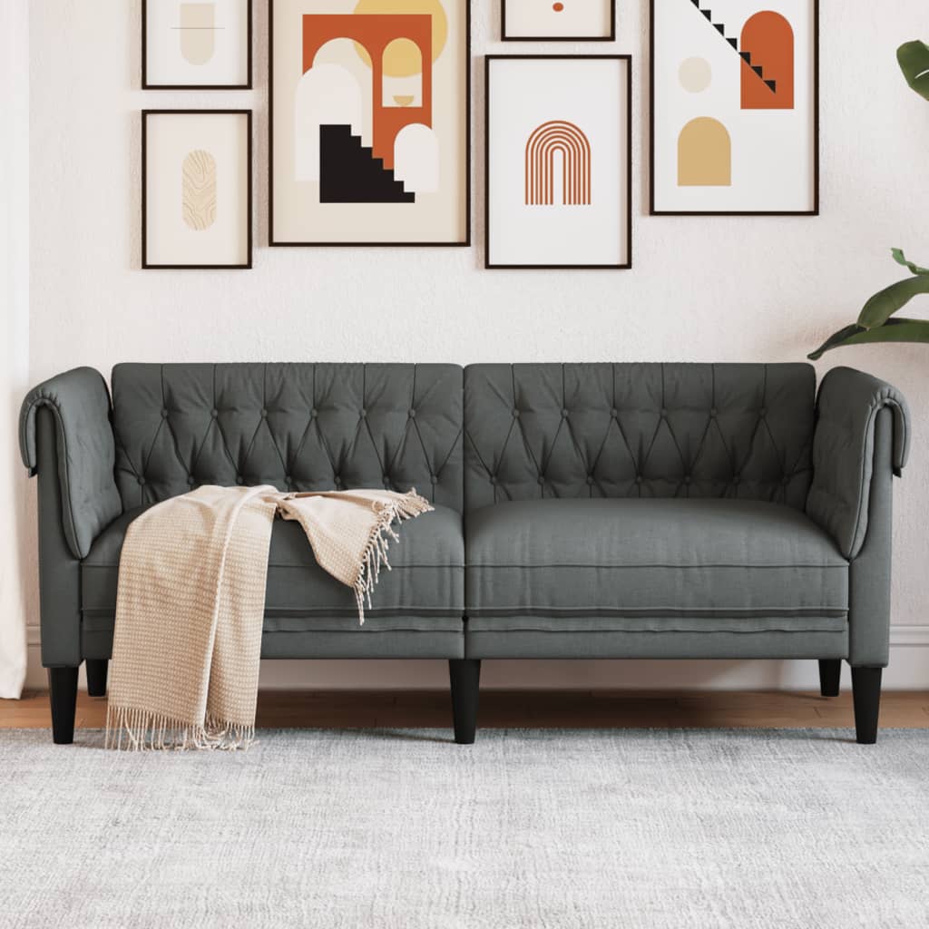 Dvivietė chesterfield sofa, tamsiai pilkos spalvos, audinys