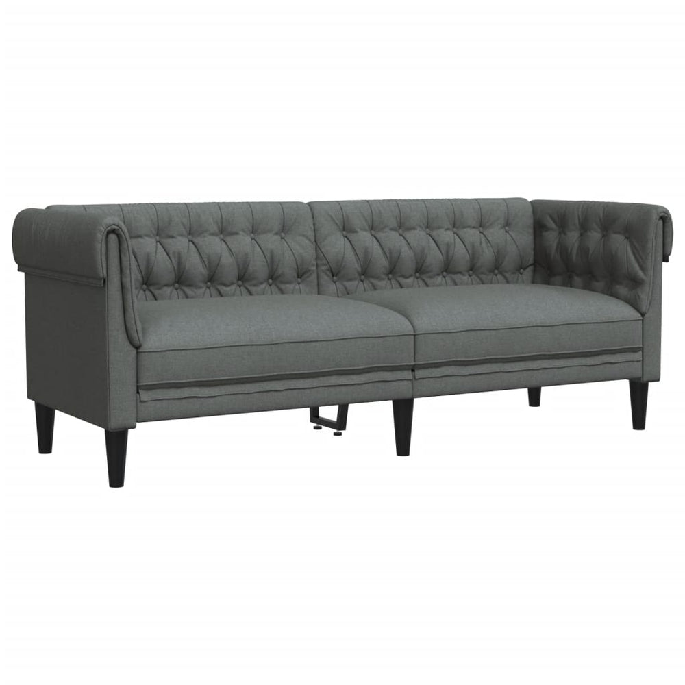 Trivietė chesterfield sofa, tamsiai pilkos spalvos, audinys