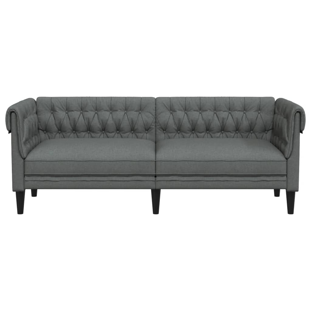 Trivietė chesterfield sofa, tamsiai pilkos spalvos, audinys