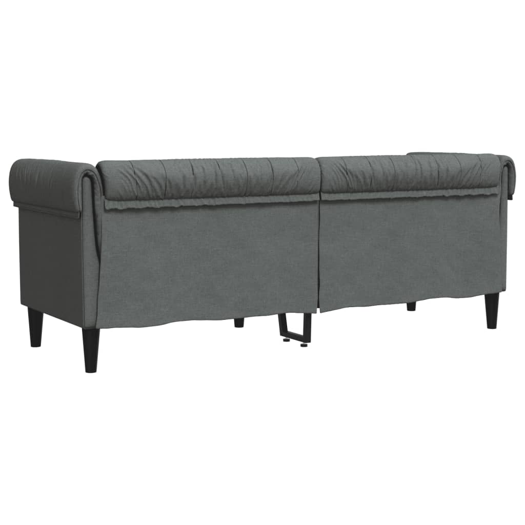 Trivietė chesterfield sofa, tamsiai pilkos spalvos, audinys