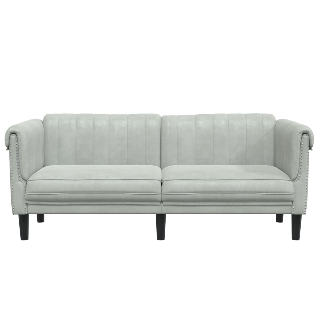 Dvivietė sofa, šviesiai pilkos spalvos, aksomas