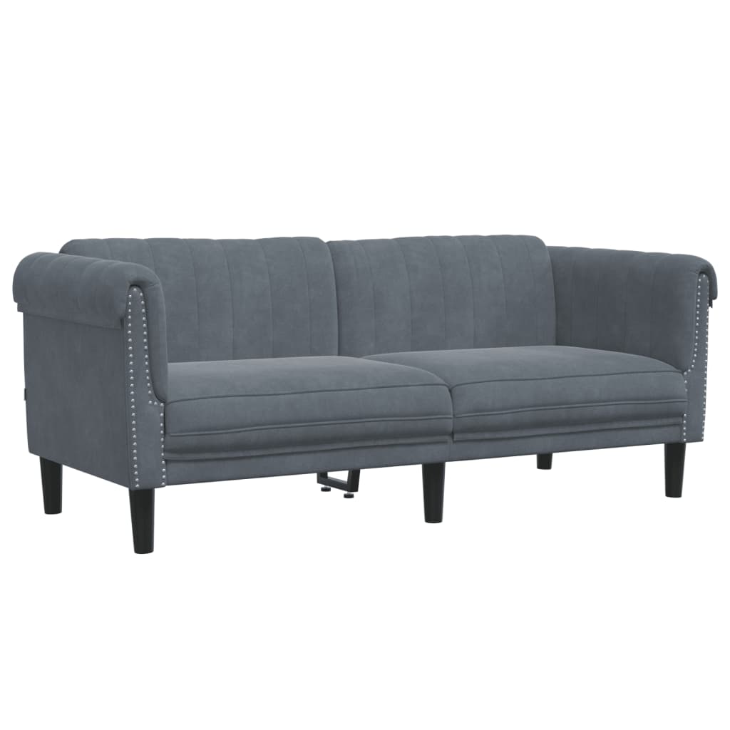 Dvivietė sofa, tamsiai pilkos spalvos, aksomas