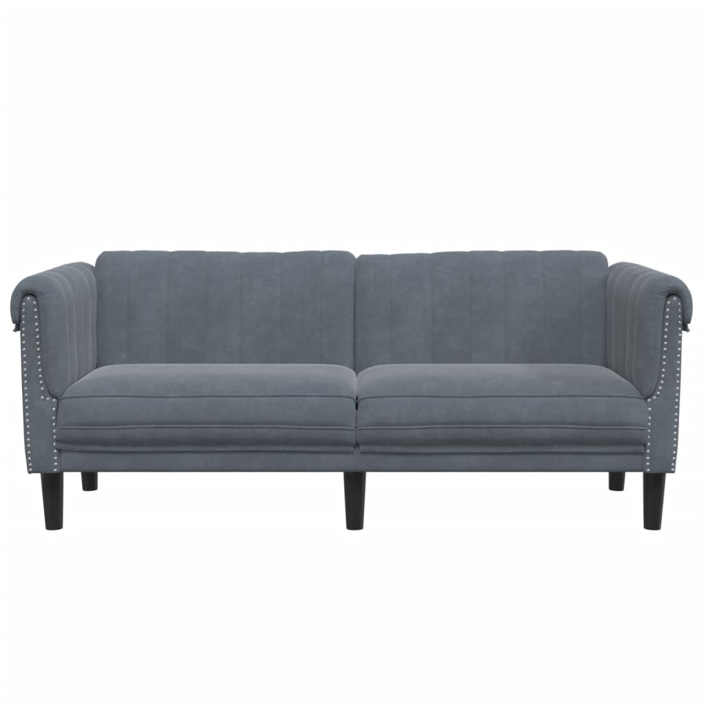 Dvivietė sofa, tamsiai pilkos spalvos, aksomas