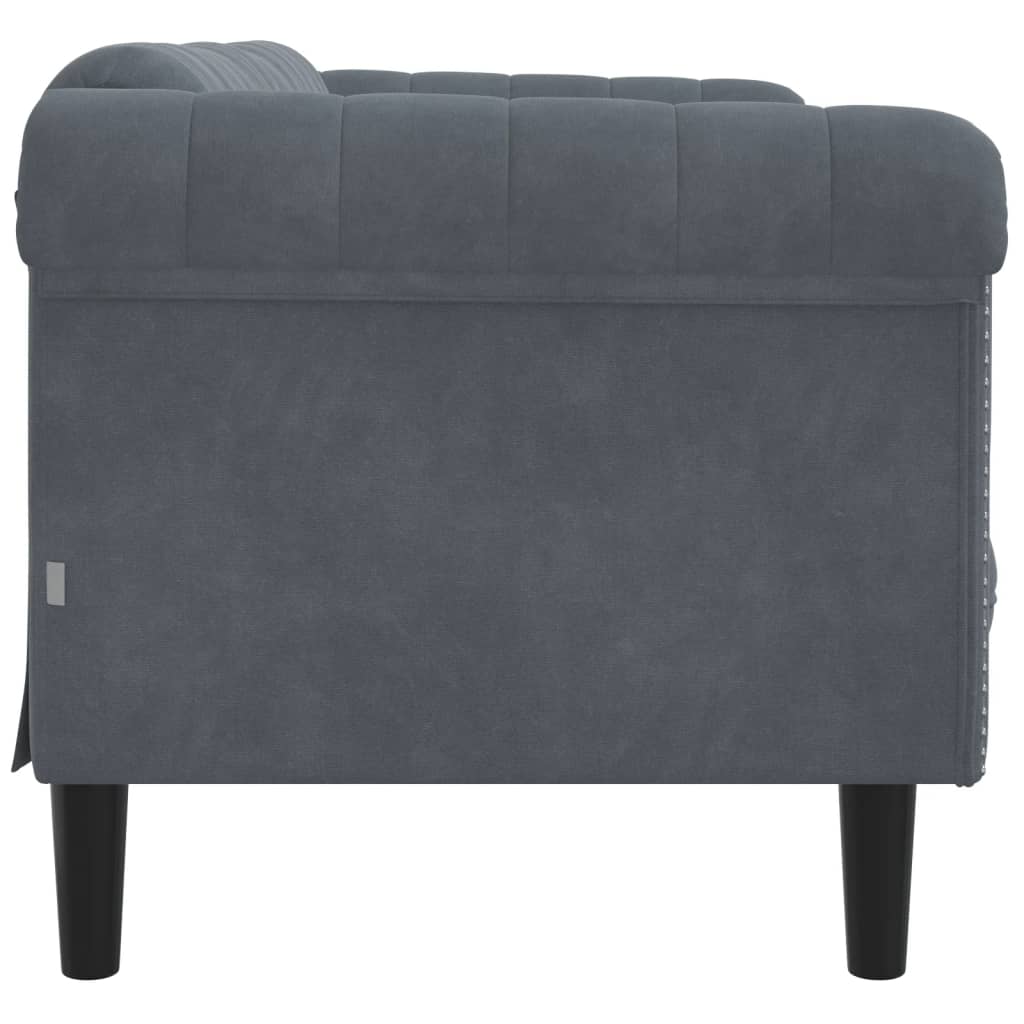 Dvivietė sofa, tamsiai pilkos spalvos, aksomas