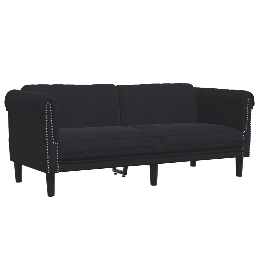 Dvivietė sofa, juodos spalvos, aksomas