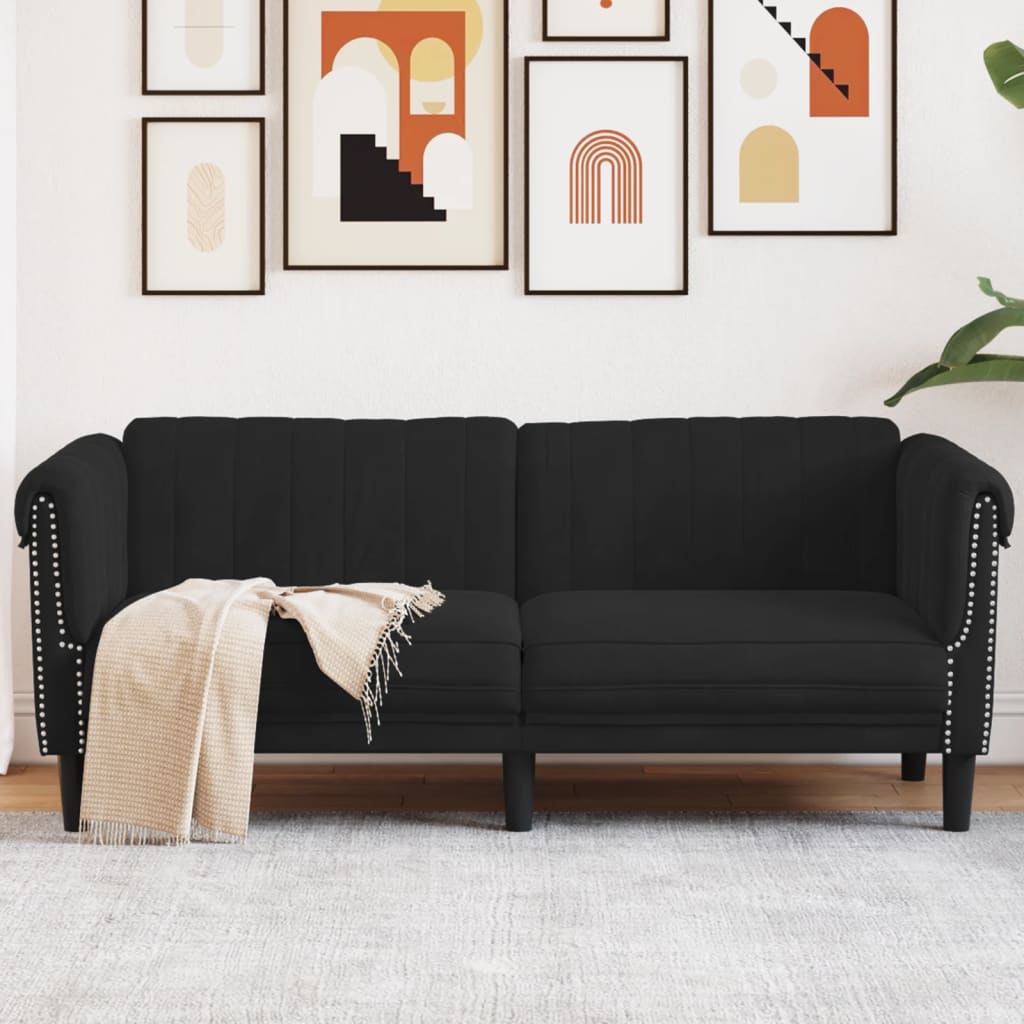 Dvivietė sofa, juodos spalvos, aksomas