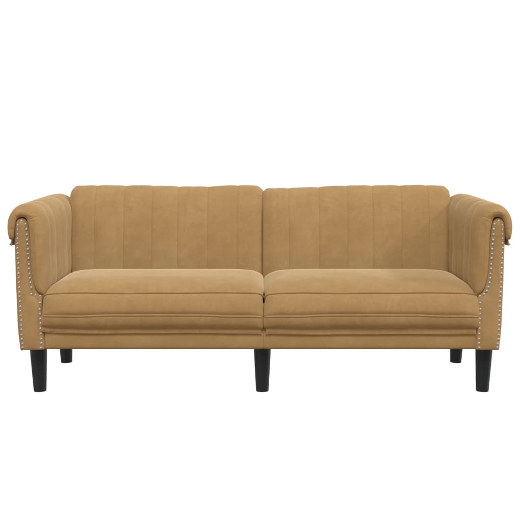 Dvivietė sofa, rudos spalvos, aksomas