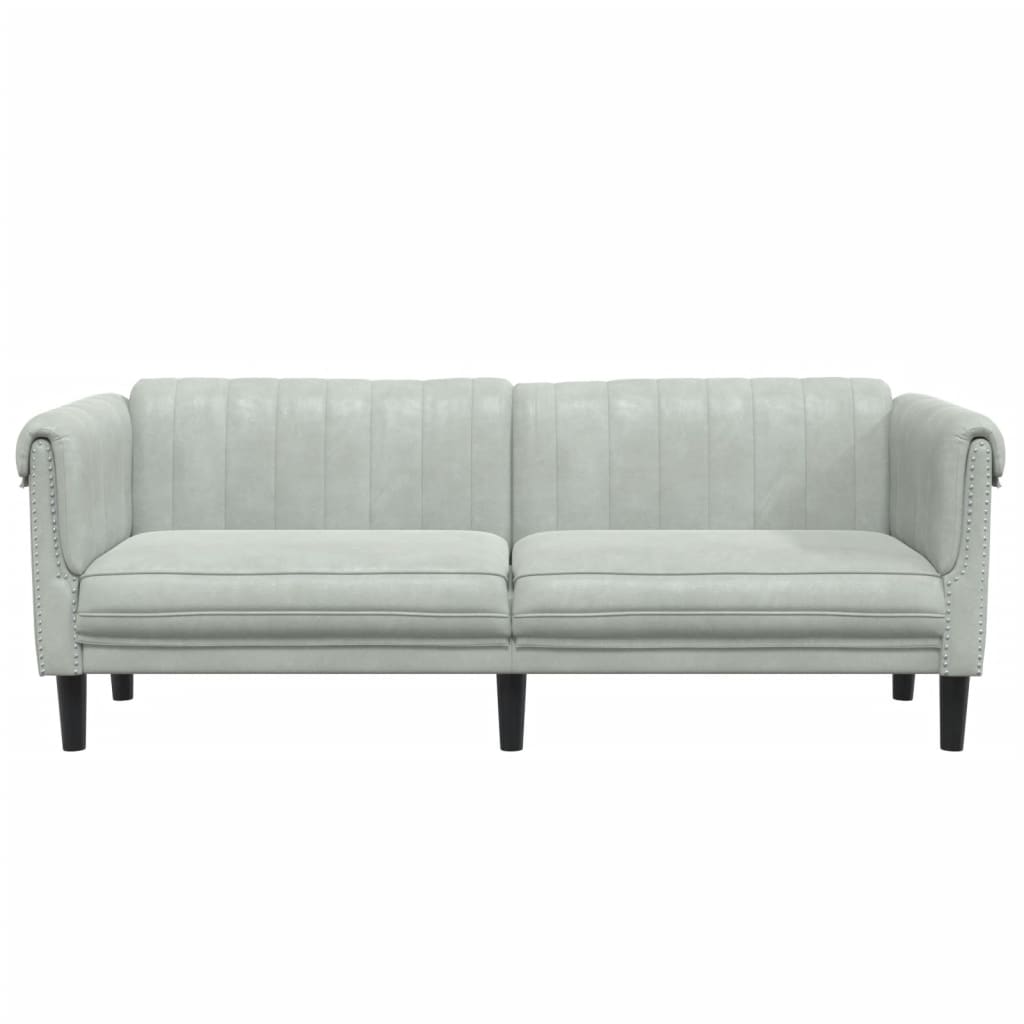 Trivietė sofa, šviesiai pilkos spalvos, aksomas