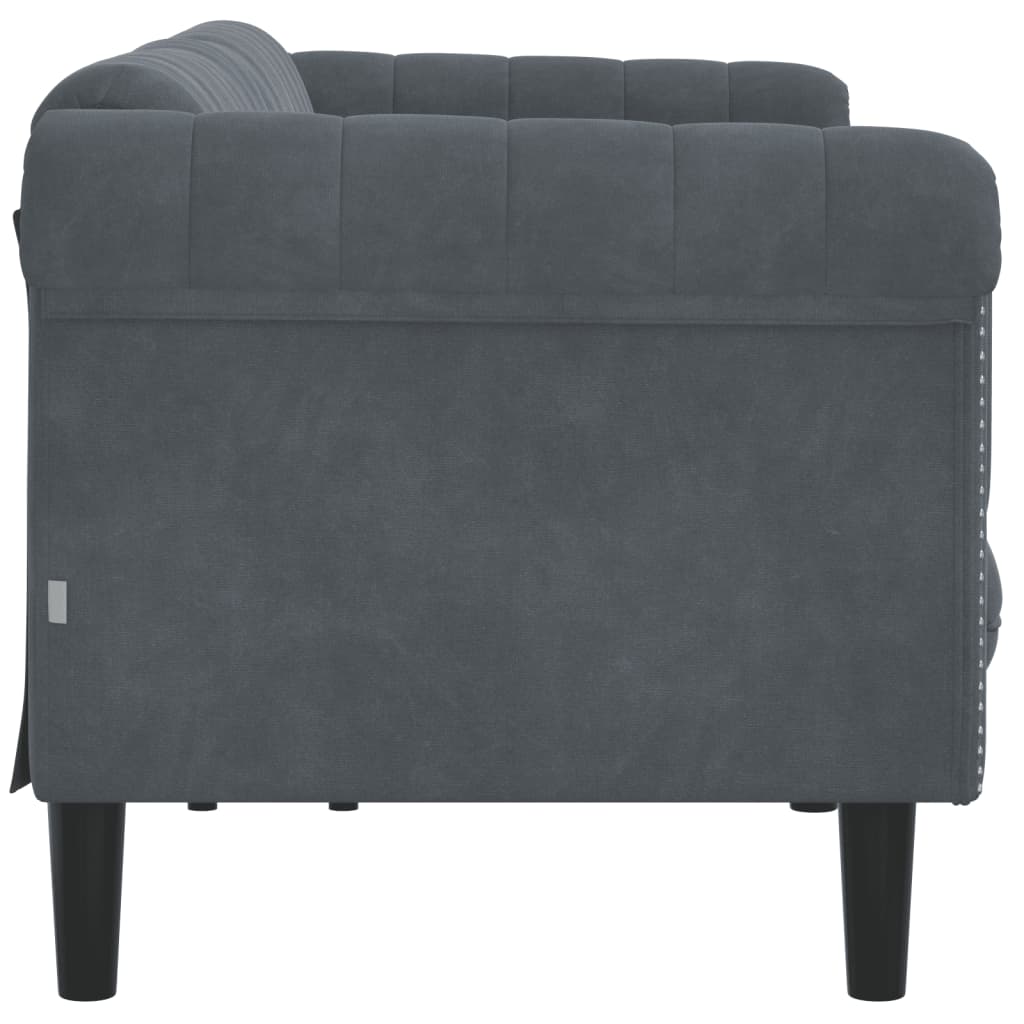 Trivietė sofa, tamsiai pilkos spalvos, aksomas