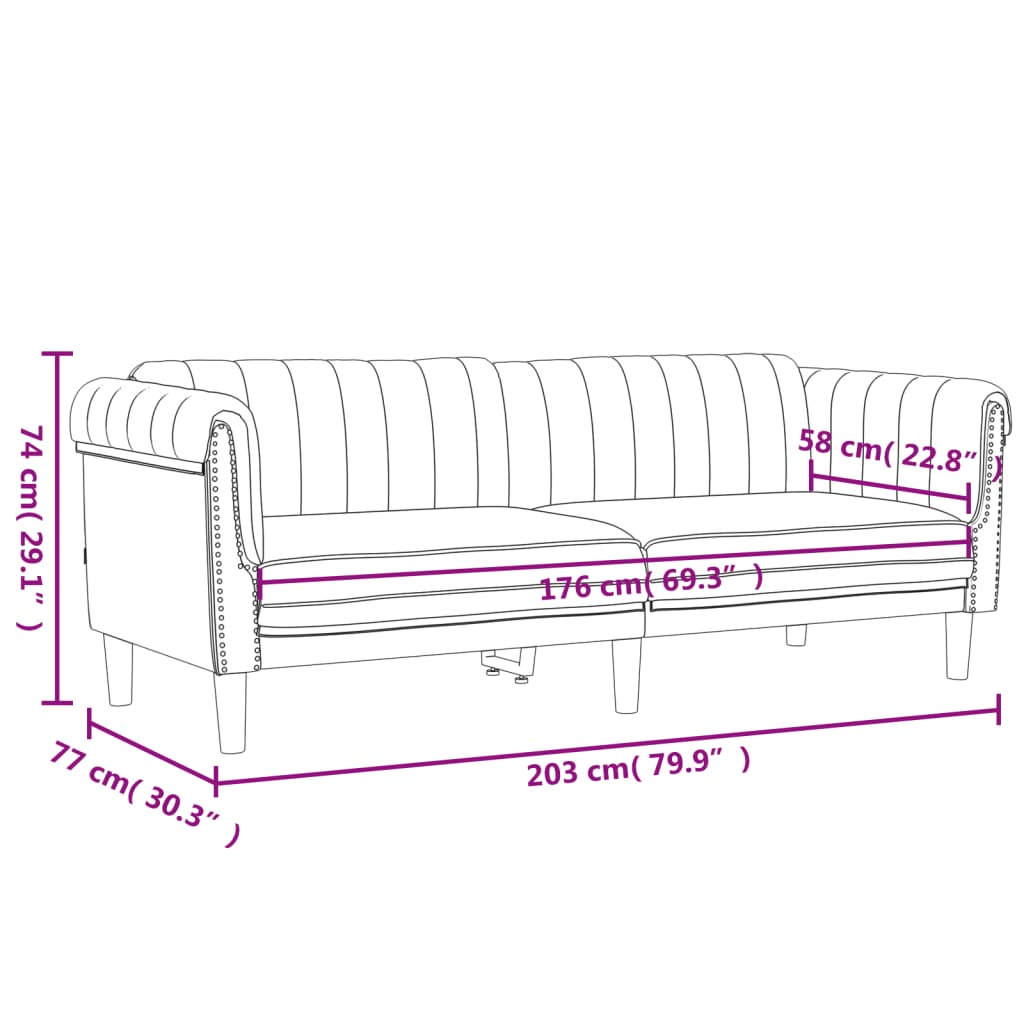 Trivietė sofa, geltonos spalvos, aksomas