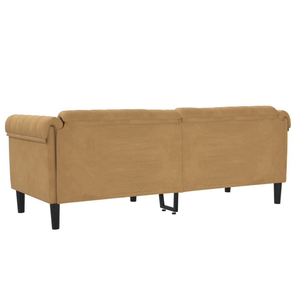 Trivietė sofa, rudos spalvos, aksomas