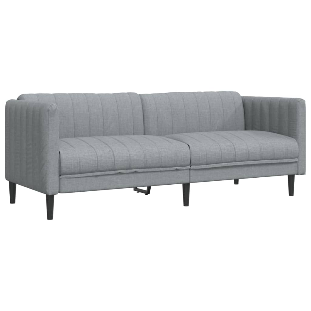 Trivietė sofa, šviesiai pilkos spalvos, audinys