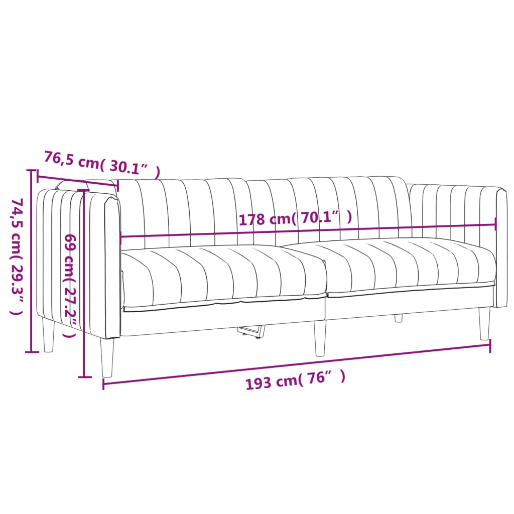 Trivietė sofa, tamsiai pilkos spalvos, audinys