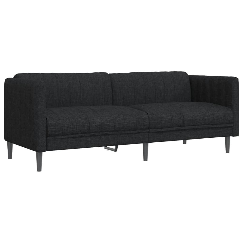 Trivietė sofa, juodos spalvos, audinys