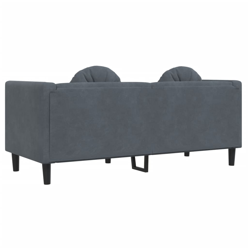 Dvivietė sofa su pagalvėlėmis, tamsiai pilkos spalvos, aksomas