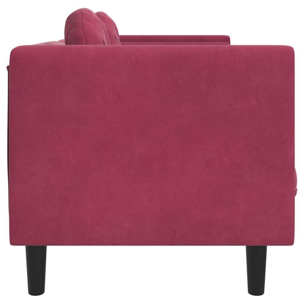 Dvivietė sofa su pagalvėlėmis, vyno raudonos spalvos, aksomas