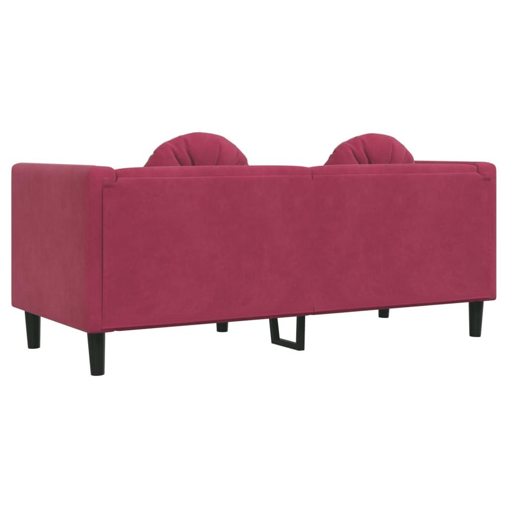 Dvivietė sofa su pagalvėlėmis, vyno raudonos spalvos, aksomas