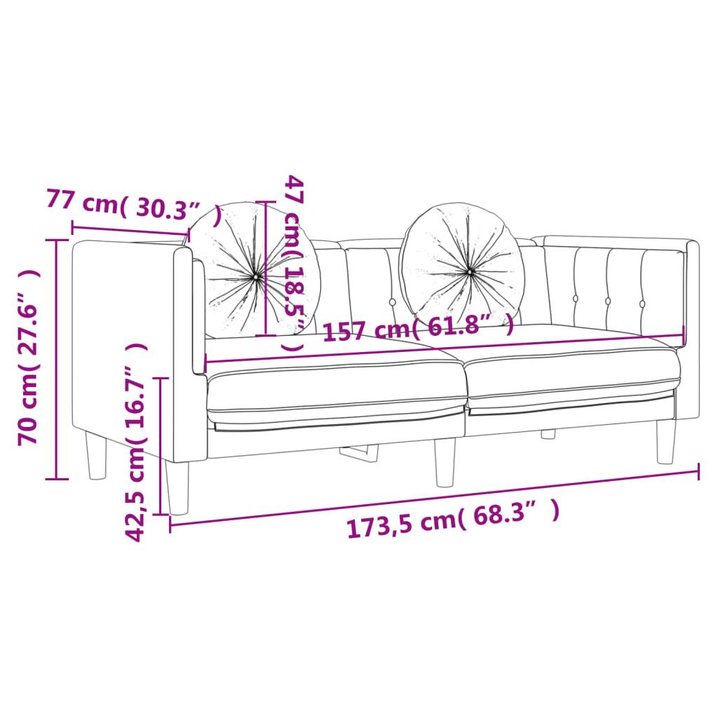 Dvivietė sofa su pagalvėlėmis, vyno raudonos spalvos, aksomas