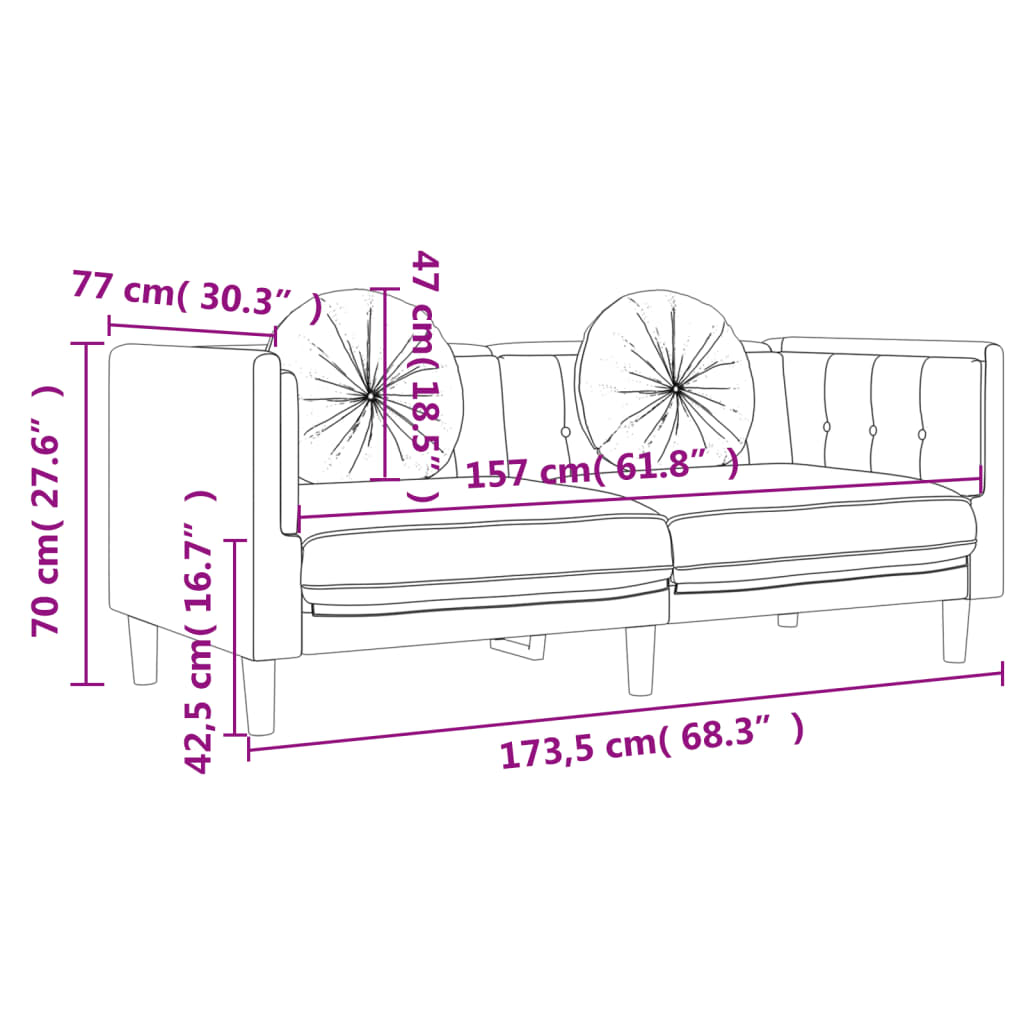 Dvivietė sofa su pagalvėlėmis, geltonos spalvos, aksomas