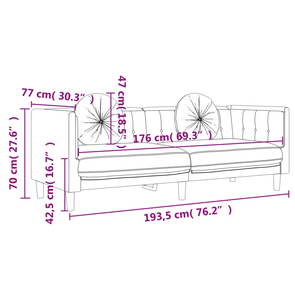 Trivietė sofa su pagalvėlėmis, vyno raudonos spalvos, aksomas