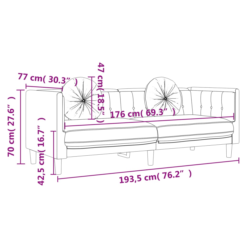 Trivietė sofa su pagalvėlėmis, juodos spalvos, aksomas