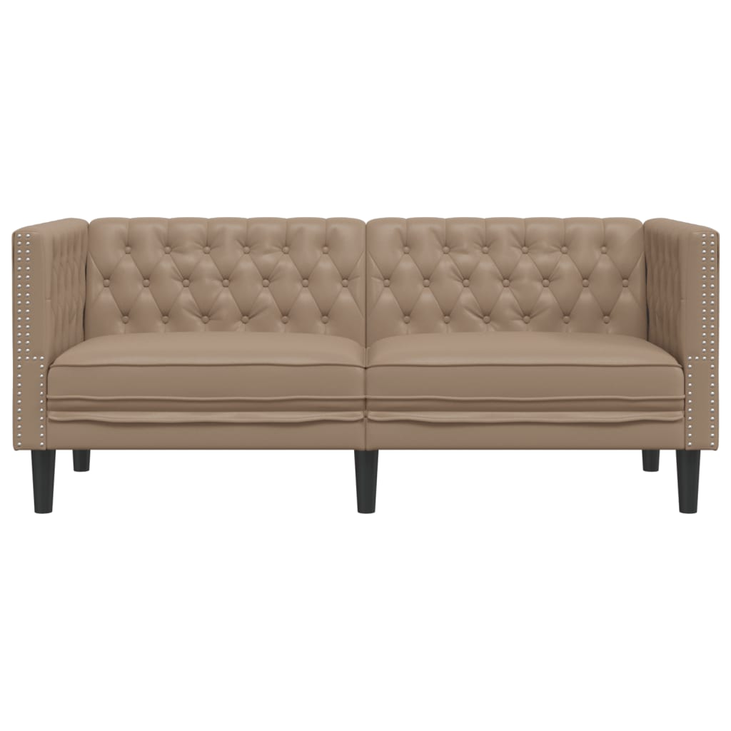 Dvivietė chesterfield sofa, kapučino spalvos, dirbtinė oda