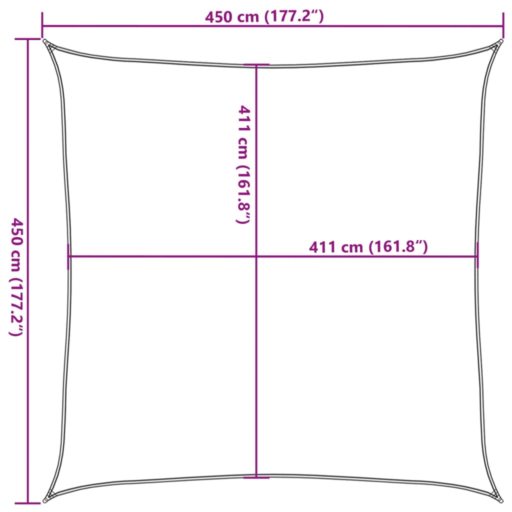 Burė nuo saulės, pilka, 4,5x4,5m, 100% oksfordo poliesteris