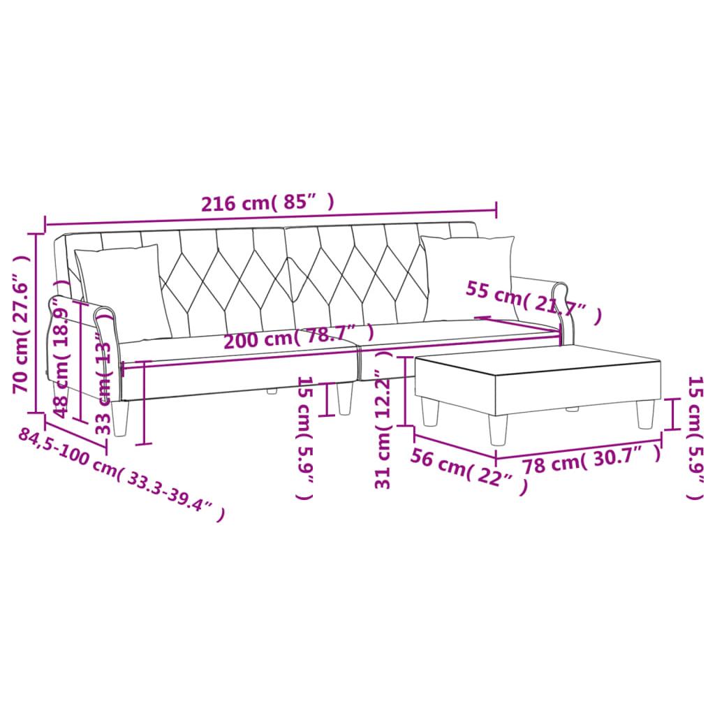 Dvivietė sofa-lova su pagalvėmis ir pakoja, pilka, aksomas