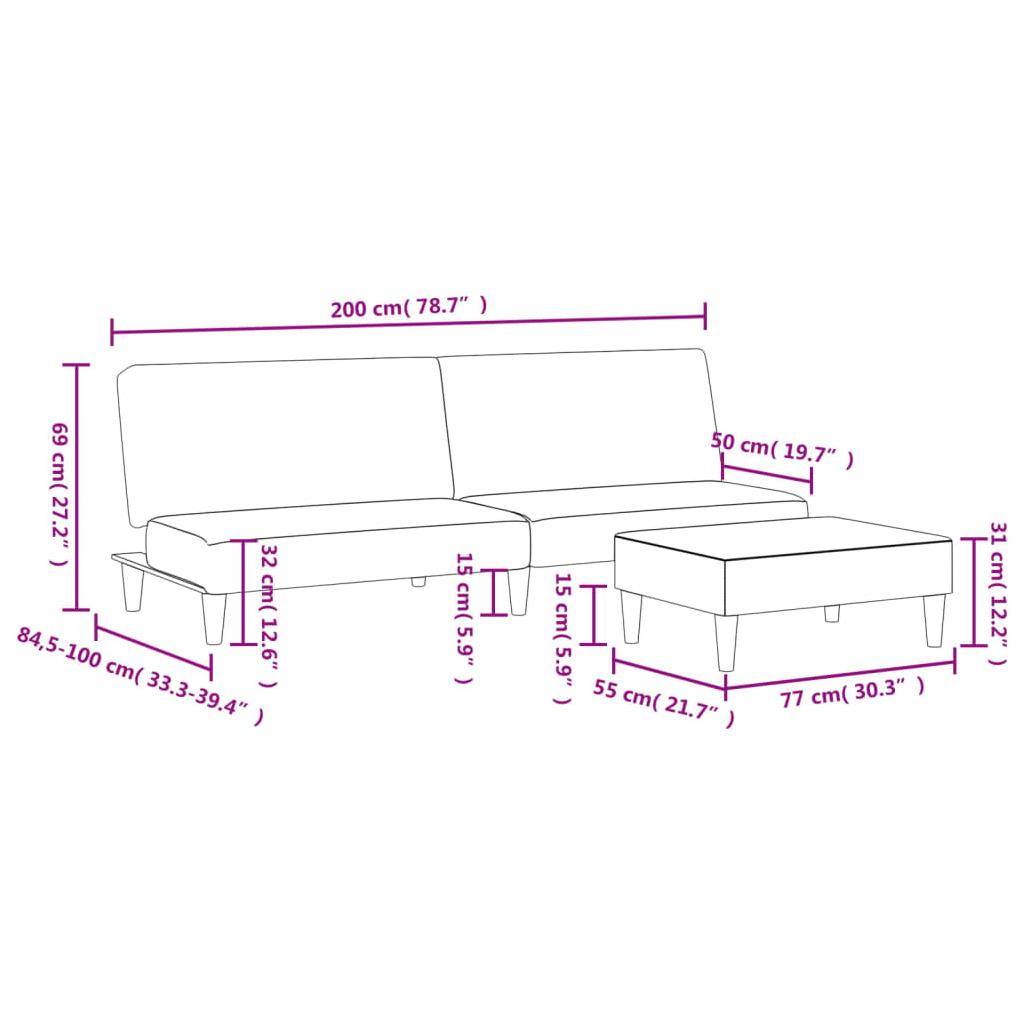 Dvivietė sofa-lova su pakoja, šviesiai pilkos spalvos, audinys