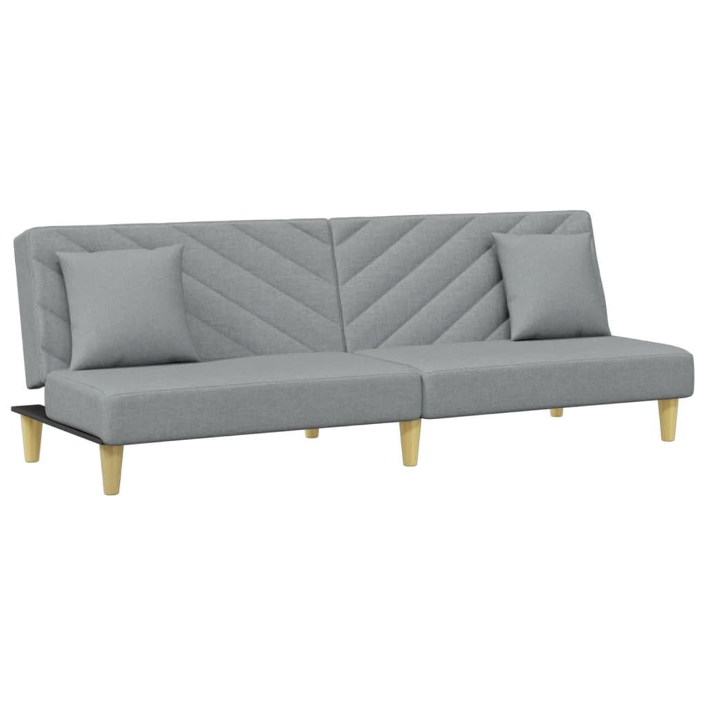 Dvivietė sofa-lova su pagalvėmis ir pakoja, pilka, audinys