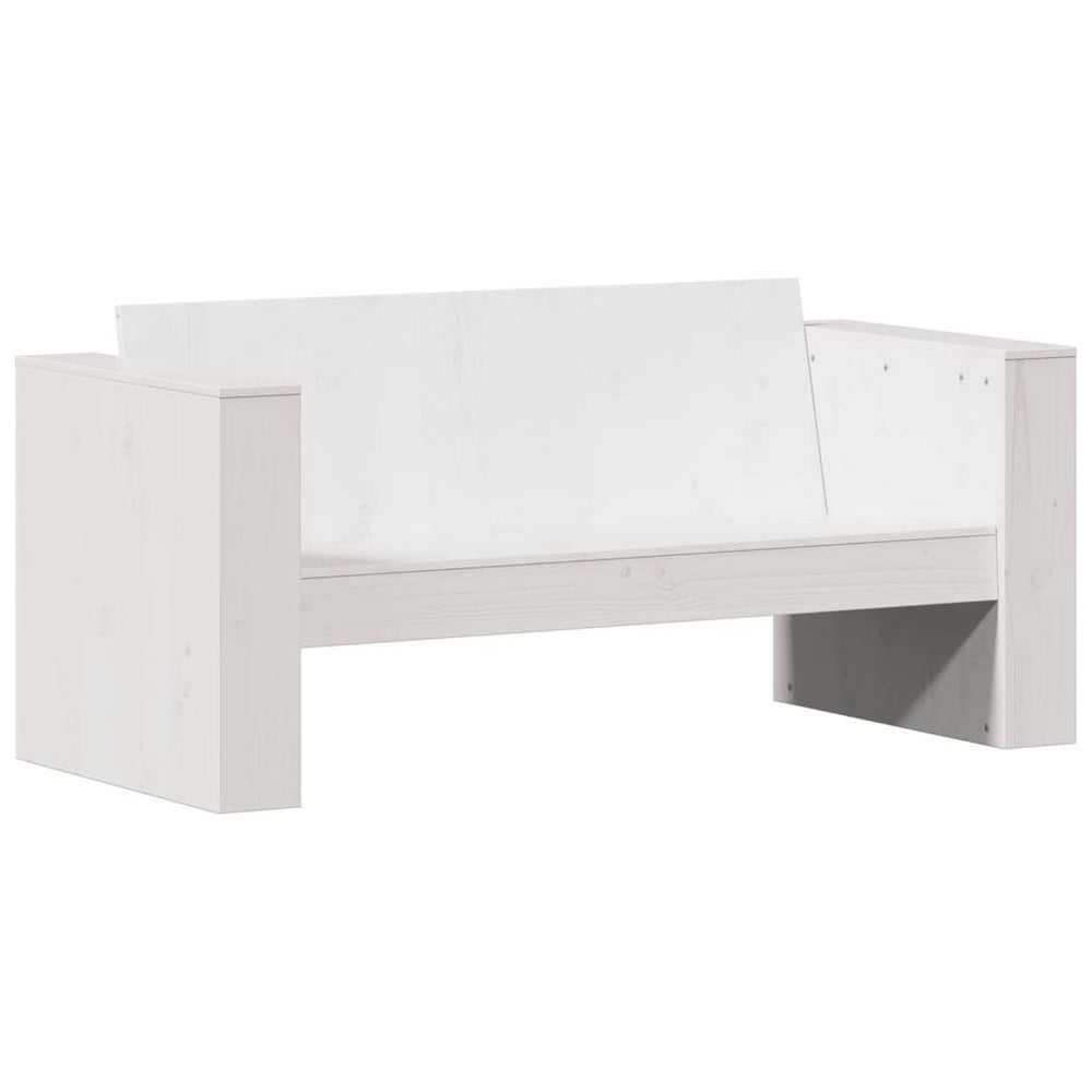 Dvivietė sodo sofa, balta, 134x60x62cm, pušies medienos masyvas