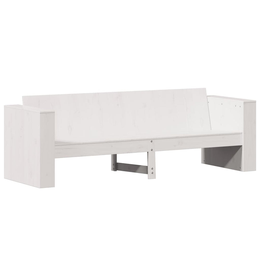 Trivietė sodo sofa, balta, 189x60x62cm, pušies medienos masyvas