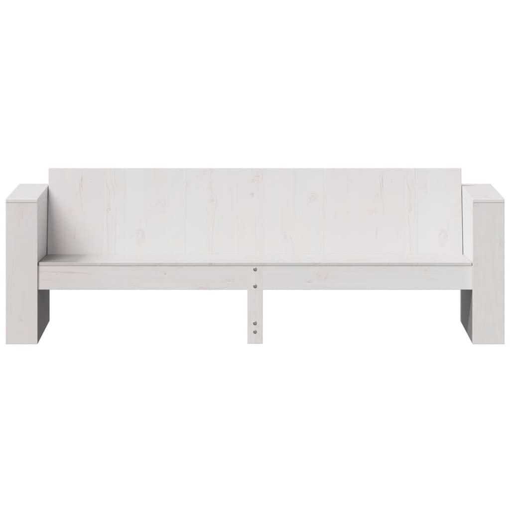 Trivietė sodo sofa, balta, 189x60x62cm, pušies medienos masyvas