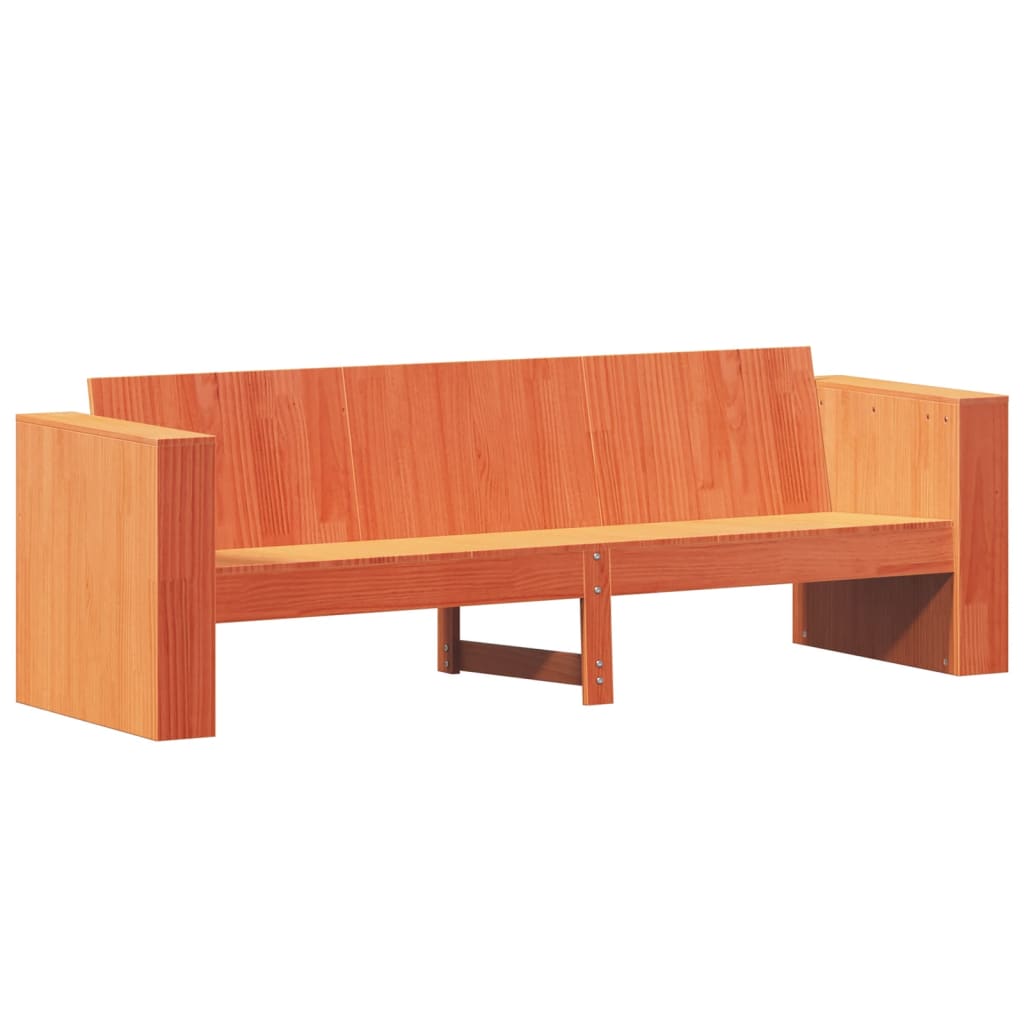 Trivietė sodo sofa, vaško ruda, 189x60x62cm, pušies masyvas