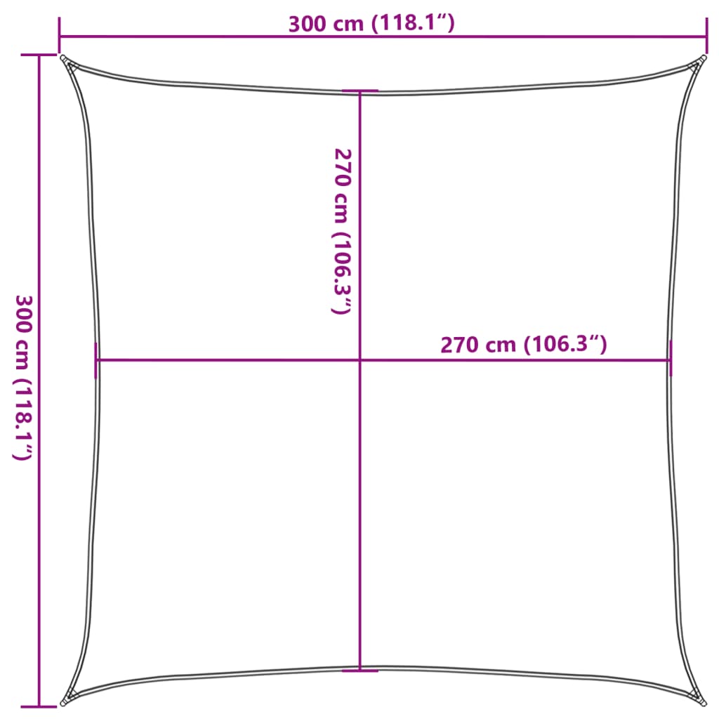 Burė nuo saulės, šviesiai siva, 3x3m, HDPE, 160g/m², kvadratinė