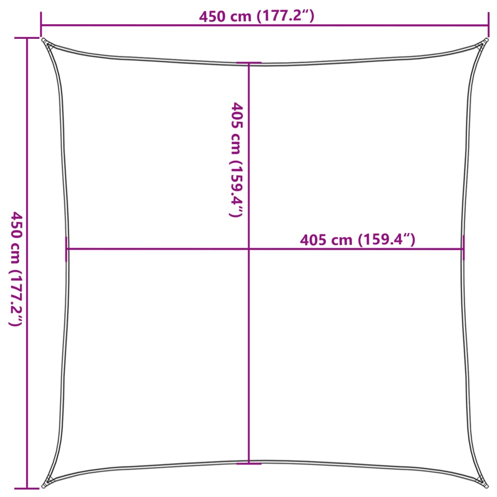 Burė nuo saulės, šviesiai siva, 4,5x4,5m, HDPE, 160g/m²